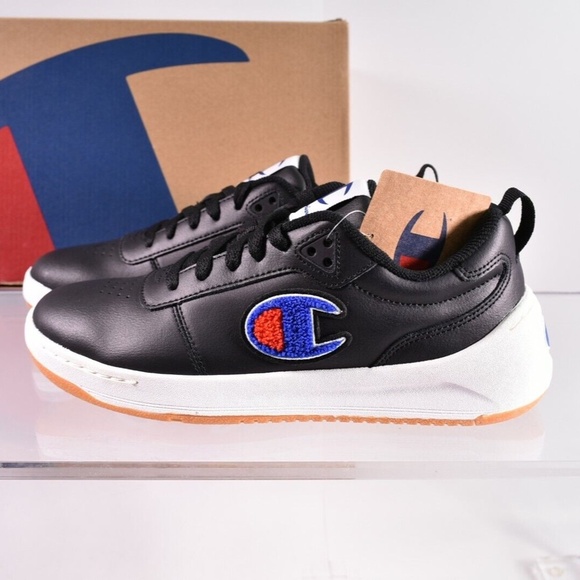 NEW Champion Court Low Leather Sneakers CPS10057Y Black - Picture 1 of 7